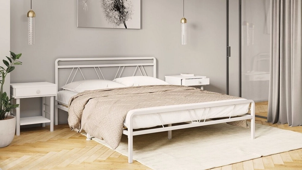 Cassis, ақ шегрен кереуеті + Askona Fortuna матрасы бар - 1 - большое изображение
