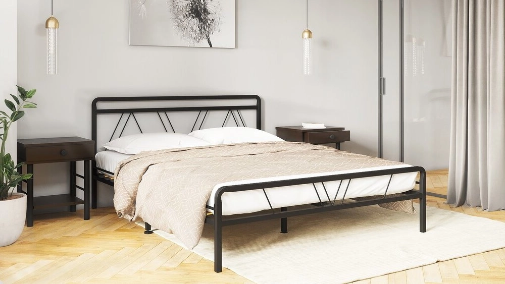 Cassis, қара шегрен түсті кереуеті + Comfort Plus матрасы бар - 1 - большое изображение